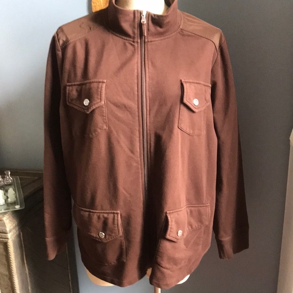 L-RL Ralph Lauren Active, dark brown zip up cotton lightweight jacket size XL - Picture 1 of 13